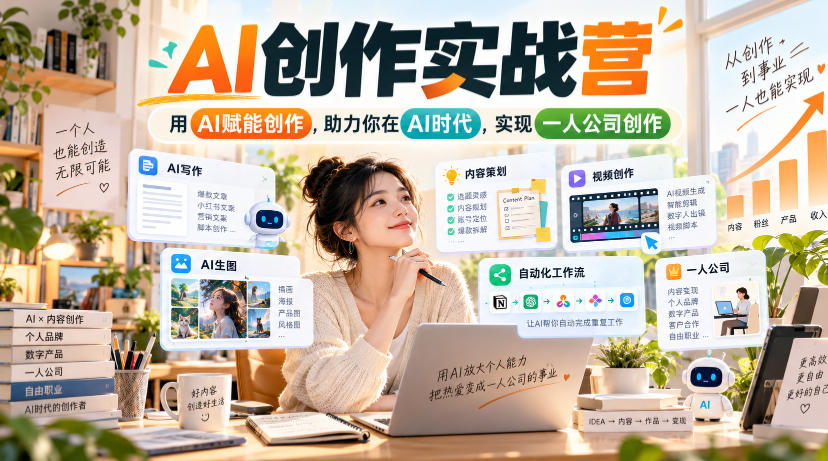 AI创作实战营，用AI赋能创作，助力你在AI时代，实现一人公司创作-智点网