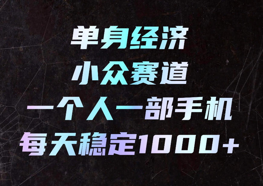 单身经济小众赛道，一个人一部手机，每天稳定1000+，利用下班碎片时间即可【揭秘】-智点网